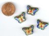 4 11x17mm Green Cloisonné Butterflies